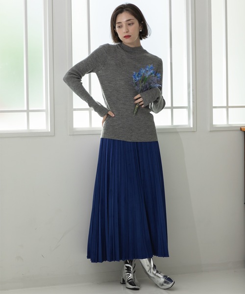 OPAQUE.CLIP(オペークドットクリップ)の「◆《5color》ハイネックシアーリブニット【洗濯機洗い可】(ニット/セーター・レディース・グレー/オレンジ/ブルー/グリーン系/ブラック・42/40/38)」の21枚目の写真