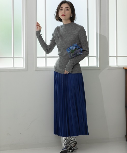 セール】《5color》ハイネックシアーリブニット【洗濯機洗い可