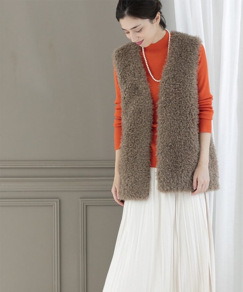 OPAQUE.CLIP(オペークドットクリップ)の「◆《5color》ハイネックシアーリブニット【洗濯機洗い可】(ニット/セーター・レディース・グレー/オレンジ/ブルー/グリーン系/ブラック・42/40/38)」の7枚目の写真