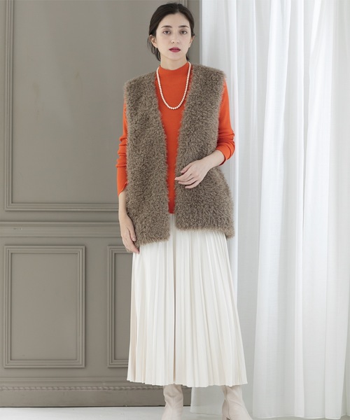 OPAQUE.CLIP(オペークドットクリップ)の「◆《5color》ハイネックシアーリブニット【洗濯機洗い可】(ニット/セーター・レディース・グレー/オレンジ/ブルー/グリーン系/ブラック・42/40/38)」の8枚目の写真