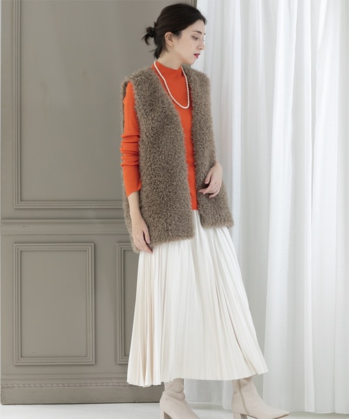 OPAQUE.CLIP(オペークドットクリップ)の「◆《5color》ハイネックシアーリブニット【洗濯機洗い可】(ニット/セーター・レディース・グレー/オレンジ/ブルー/グリーン系/ブラック・42/40/38)」の9枚目の写真