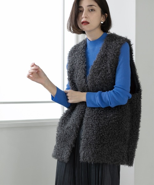 OPAQUE.CLIP(オペークドットクリップ)の「◆《5color》ハイネックシアーリブニット【洗濯機洗い可】(ニット/セーター・レディース・グレー/オレンジ/ブルー/グリーン系/ブラック・42/40/38)」の14枚目の写真