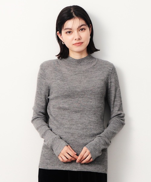 セール】《5color》ハイネックシアーリブニット【洗濯機洗い可