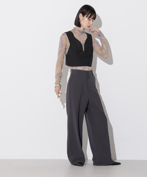 Apo(s)ture(アポスチャー)の「ARIA-001/合繊ワイドパンツ(その他パンツ・レディース・グリーン/ベージュ/チャコール/ブラック・XS/S/M/L/XL)」の15枚目の写真