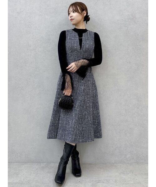 dazzlin(ダズリン)の「ヘムレースリブニットトップス(ニット/セーター・レディース・パープル/グレー/オフホワイト/ブラック/その他1/レッド・FREE)」の19枚目の写真