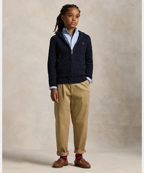 POLO RALPH LAUREN CHILDRENSWEAR(ポロ ラルフ ローレン チルドレンズウェア)の「ケーブル コットン フーデッド フルジップ セーター(ニット/セーター・キッズ・ネイビー系1・L/M/S/XL)」の6枚目の写真