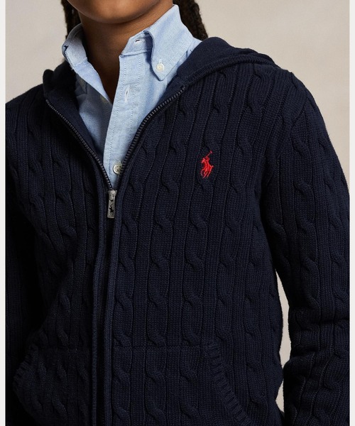 POLO RALPH LAUREN CHILDRENSWEAR(ポロ ラルフ ローレン チルドレンズウェア)の「ケーブル コットン フーデッド フルジップ セーター(ニット/セーター・キッズ・ネイビー系1・L/M/S/XL)」の7枚目の写真