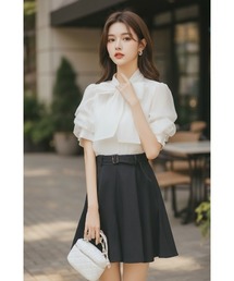 SWINGLE | デザイン接ぎフレアミニスカート(スカート)