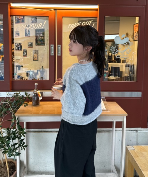 shesame（シーセム）の「shaggy knit（ニット/セーター・レディース・レッド/ネイビー/ブルー・LARGE/MEDIUM）」の6枚目の写真