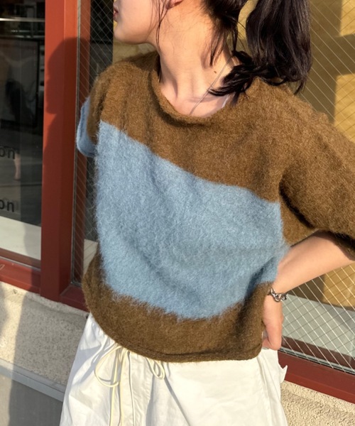 shesame（シーセム）の「shaggy knit（ニット/セーター・レディース・レッド/ネイビー/ブルー・LARGE/MEDIUM）」の10枚目の写真