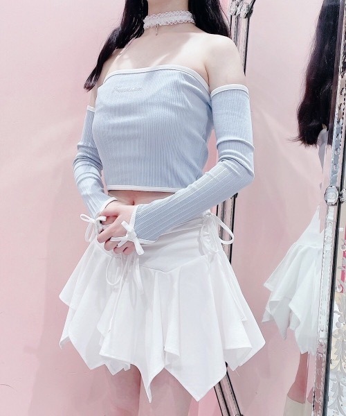 lilLilly（リルリリー）の「リボンアームウォーマーベアトップス（その他トップス・レディース・グレー/ホワイト/ブラック・FREE）」の14枚目の写真