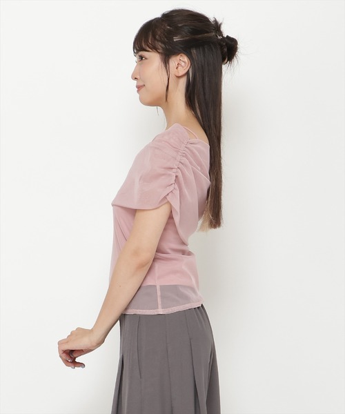 REDYAZEL(レディアゼル)の「アシメドレープチュールトップス(Tシャツ/カットソー・レディース・ブラック/オフホワイト/ピンク・FREE)」の16枚目の写真
