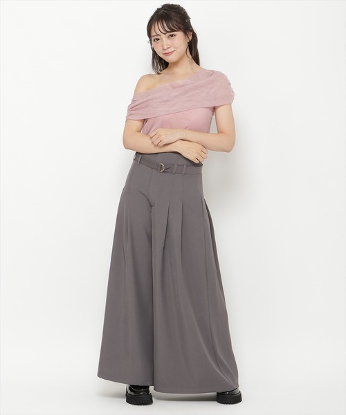 REDYAZEL(レディアゼル)の「アシメドレープチュールトップス(Tシャツ/カットソー・レディース・ブラック/オフホワイト/ピンク・FREE)」の18枚目の写真