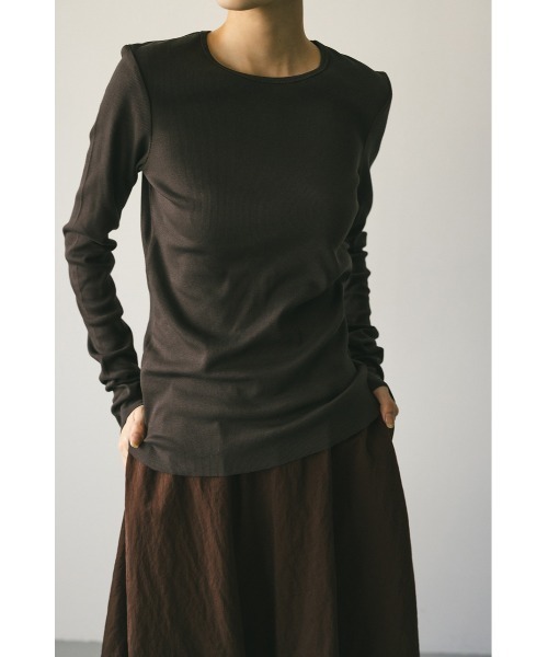 STYLEMIXER(スタイルミキサー)の「ハイゲージテレコスキンロンT(Tシャツ/カットソー・レディース・ホワイト/ブラウン/ブラック/サックスブルー・FREE)」の21枚目の写真