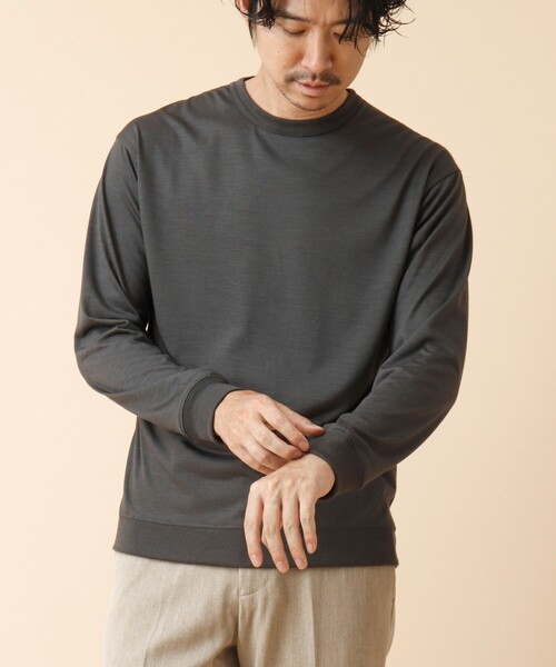 NOLLEY’S（ノーリーズ）の「AXIO吸水速乾 ウォッシャブル ウール長袖Tシャツ（Tシャツ/カットソー・メンズ・ネイビー/グレー/ブラック系その他/ブラック・L/M）」の2枚目の写真