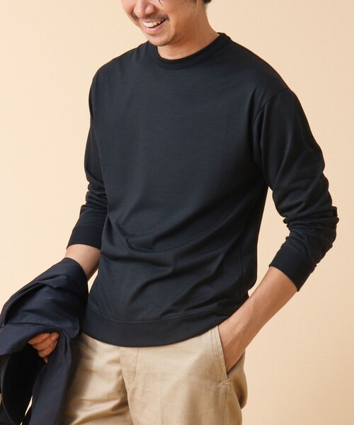 NOLLEY’S（ノーリーズ）の「AXIO吸水速乾 ウォッシャブル ウール長袖Tシャツ（Tシャツ/カットソー・メンズ・ネイビー/グレー/ブラック系その他/ブラック・L/M）」の4枚目の写真