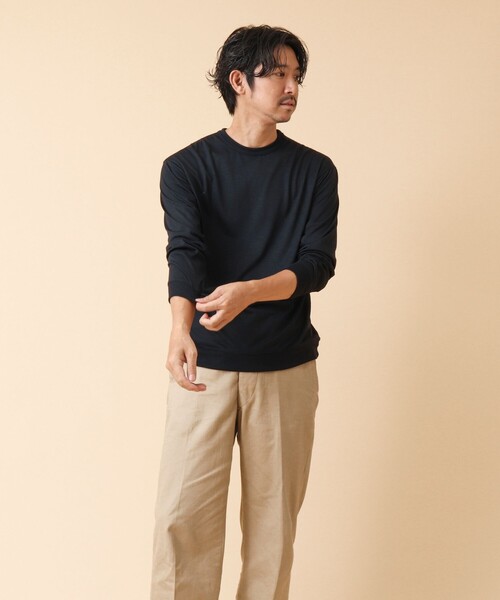 NOLLEY’S（ノーリーズ）の「AXIO吸水速乾 ウォッシャブル ウール長袖Tシャツ（Tシャツ/カットソー・メンズ・ネイビー/グレー/ブラック系その他/ブラック・L/M）」の13枚目の写真