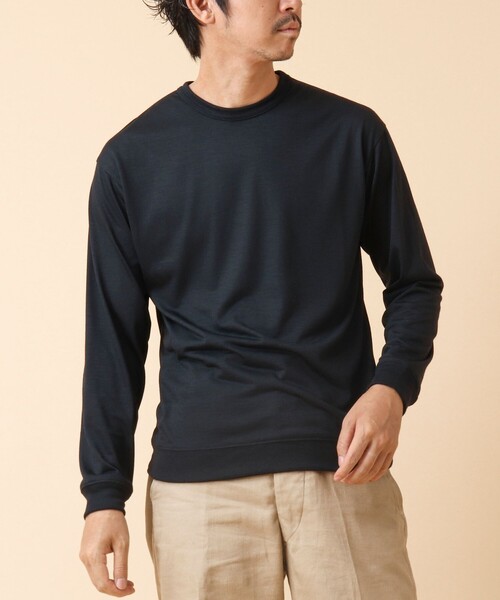 NOLLEY’S（ノーリーズ）の「AXIO吸水速乾 ウォッシャブル ウール長袖Tシャツ（Tシャツ/カットソー・メンズ・ネイビー/グレー/ブラック系その他/ブラック・L/M）」の17枚目の写真