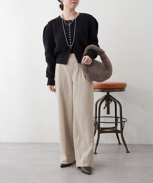 Remind me and forever（リマインドミーアンドフォーエバー）の「【OTONA line.】ストライプパンツ（スラックス・レディース・ベージュ/チャコールグレー・FREE）」の20枚目の写真