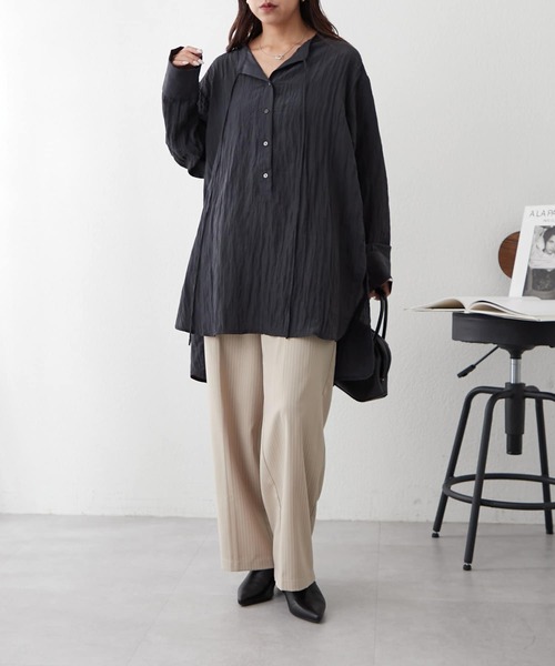 Remind me and forever（リマインドミーアンドフォーエバー）の「【OTONA line.】ストライプパンツ（スラックス・レディース・ベージュ/チャコールグレー・FREE）」の22枚目の写真