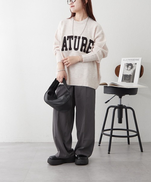 Remind me and forever（リマインドミーアンドフォーエバー）の「【OTONA line.】ストライプパンツ（スラックス・レディース・ベージュ/チャコールグレー・FREE）」の7枚目の写真