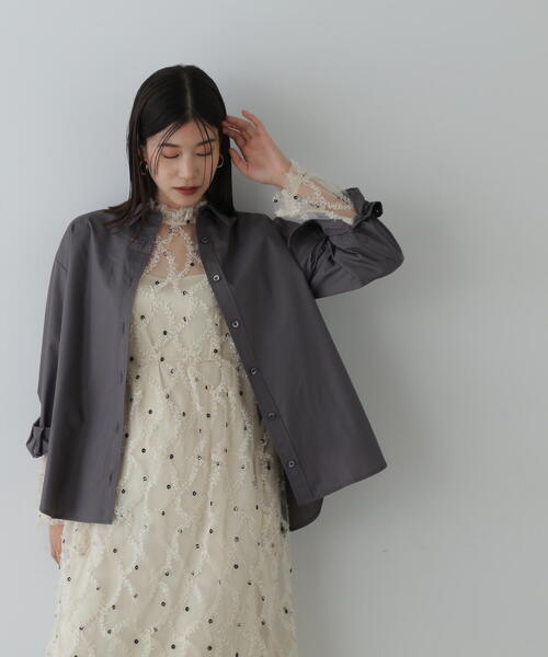 N.（N. Natural Beauty Basic）（エヌエヌナチュラルビューティーベーシック）の「◆スタンダードシャツ（シャツ/ブラウス・レディース・オフホワイト/チャコールグレー/ブルー・MEDIUM）」の4枚目の写真
