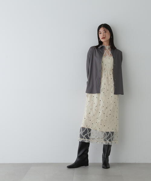 N.（N. Natural Beauty Basic）（エヌエヌナチュラルビューティーベーシック）の「◆スタンダードシャツ（シャツ/ブラウス・レディース・オフホワイト/チャコールグレー/ブルー・MEDIUM）」の5枚目の写真