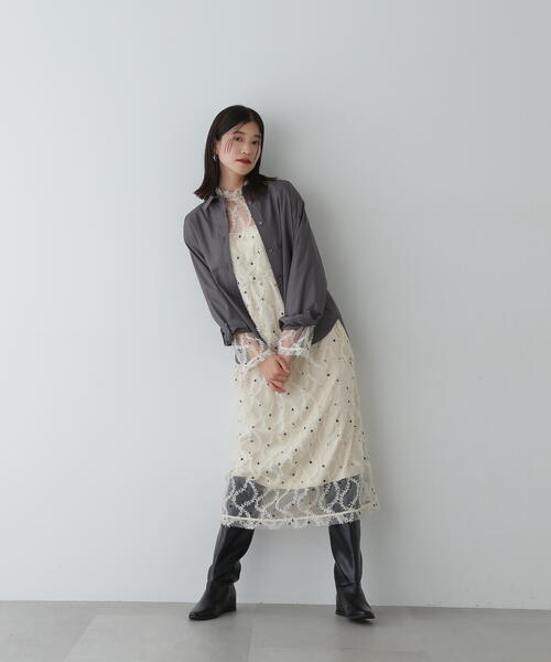 N.（N. Natural Beauty Basic）（エヌエヌナチュラルビューティーベーシック）の「◆スタンダードシャツ（シャツ/ブラウス・レディース・オフホワイト/チャコールグレー/ブルー・MEDIUM）」の6枚目の写真