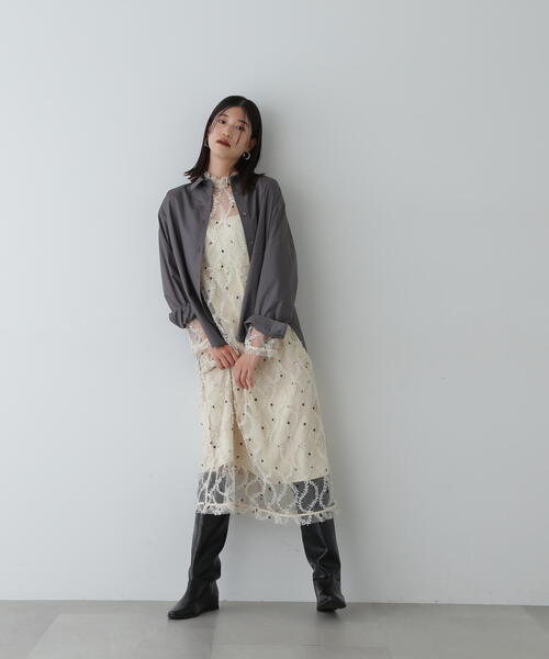 N.（N. Natural Beauty Basic）（エヌエヌナチュラルビューティーベーシック）の「◆スタンダードシャツ（シャツ/ブラウス・レディース・オフホワイト/チャコールグレー/ブルー・MEDIUM）」の7枚目の写真