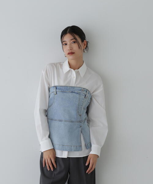 N.（N. Natural Beauty Basic）（エヌエヌナチュラルビューティーベーシック）の「◆スタンダードシャツ（シャツ/ブラウス・レディース・オフホワイト/チャコールグレー/ブルー・MEDIUM）」の10枚目の写真