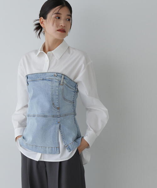 N.（N. Natural Beauty Basic）（エヌエヌナチュラルビューティーベーシック）の「◆スタンダードシャツ（シャツ/ブラウス・レディース・オフホワイト/チャコールグレー/ブルー・MEDIUM）」の11枚目の写真