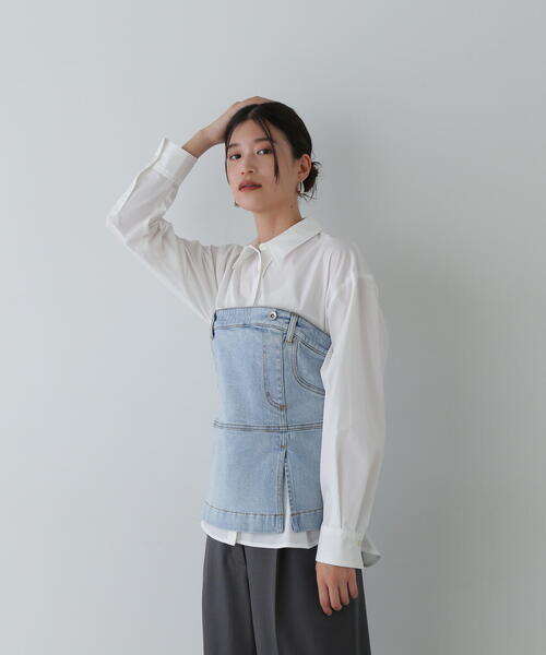 N.（N. Natural Beauty Basic）（エヌエヌナチュラルビューティーベーシック）の「◆スタンダードシャツ（シャツ/ブラウス・レディース・オフホワイト/チャコールグレー/ブルー・MEDIUM）」の12枚目の写真