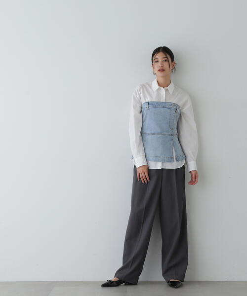 N.（N. Natural Beauty Basic）（エヌエヌナチュラルビューティーベーシック）の「◆スタンダードシャツ（シャツ/ブラウス・レディース・オフホワイト/チャコールグレー/ブルー・MEDIUM）」の13枚目の写真