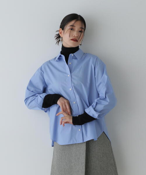 N.（N. Natural Beauty Basic）（エヌエヌナチュラルビューティーベーシック）の「◆スタンダードシャツ（シャツ/ブラウス・レディース・オフホワイト/チャコールグレー/ブルー・MEDIUM）」の3枚目の写真