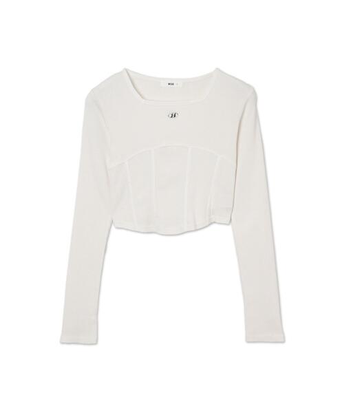 WEGO（ウィゴー）の「WEGO/ヴィンテージウォッシュコルセットデザイントップス（Tシャツ/カットソー・レディース・スミクロ/オフホワイト・FREE）」の15枚目の写真