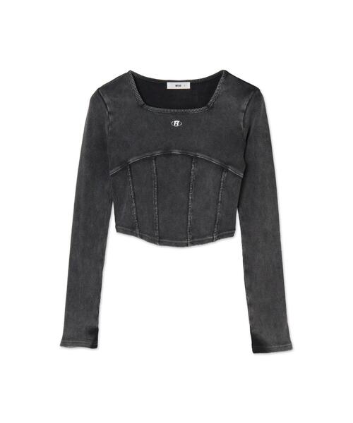 WEGO（ウィゴー）の「WEGO/ヴィンテージウォッシュコルセットデザイントップス（Tシャツ/カットソー・レディース・スミクロ/オフホワイト・FREE）」の16枚目の写真