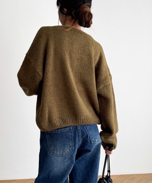 セール】El mar アルパカ混クルーネックカーディガン（カーディガン