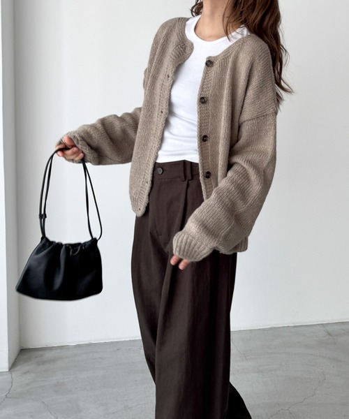 未使用　maison de soil アルパカ混ブークレポンチョ カーディガン 未使用 maison de soil アルパカ混ブークレポンチョ カーディガン