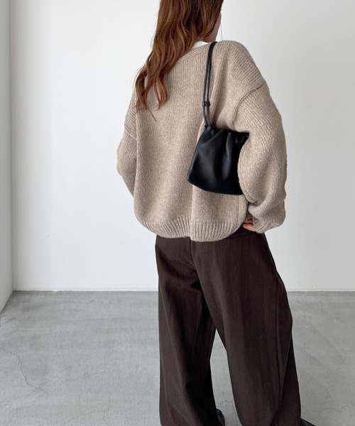 セール】El mar アルパカ混クルーネックカーディガン（カーディガン