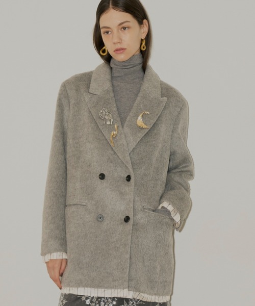 yae（ヤエ）の「Shaggy jackot / シャギージャコット（テーラードジャケット・レディース・グレー/ネイビー・FREE）」の15枚目の写真