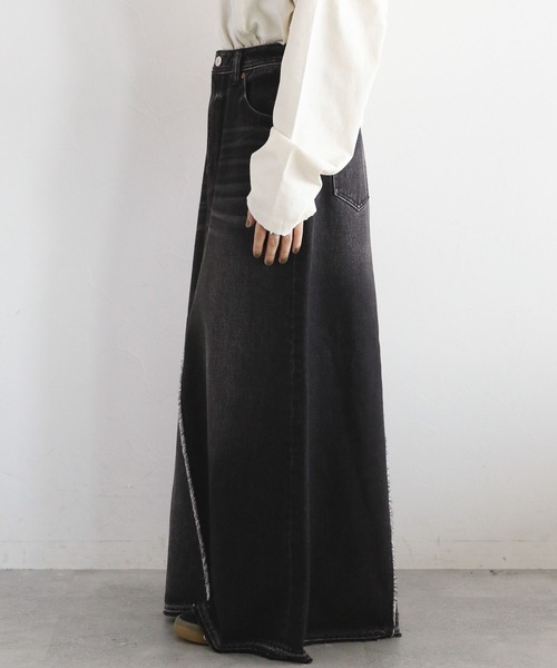 RAGEBLUE（レイジブルー）の「リメイク風/フリンジ切り替えデニムスカート（デニムスカート・レディース・ブラック/ブルー・FREE）」の13枚目の写真