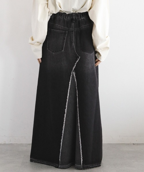 RAGEBLUE（レイジブルー）の「リメイク風/フリンジ切り替えデニムスカート（デニムスカート・レディース・ブラック/ブルー・FREE）」の14枚目の写真