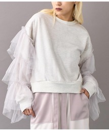 Settimissimo | 裏毛チュールティアードフリンジプルオーバー(スウェット)