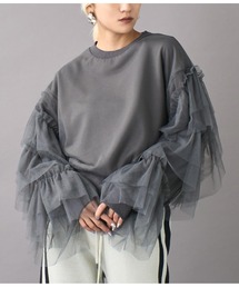 Settimissimo（セッティミッシモ）の「裏毛チュールティアードフリンジプルオーバー（スウェット）」