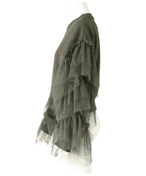 Settimissimo(セッティミッシモ)の「裏毛チュールティアードフリンジプルオーバー(スウェット・レディース・アイボリー/ダークグレー・FREE)」の21枚目の写真