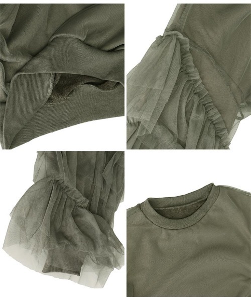 Settimissimo(セッティミッシモ)の「裏毛チュールティアードフリンジプルオーバー(スウェット・レディース・アイボリー/ダークグレー・FREE)」の22枚目の写真