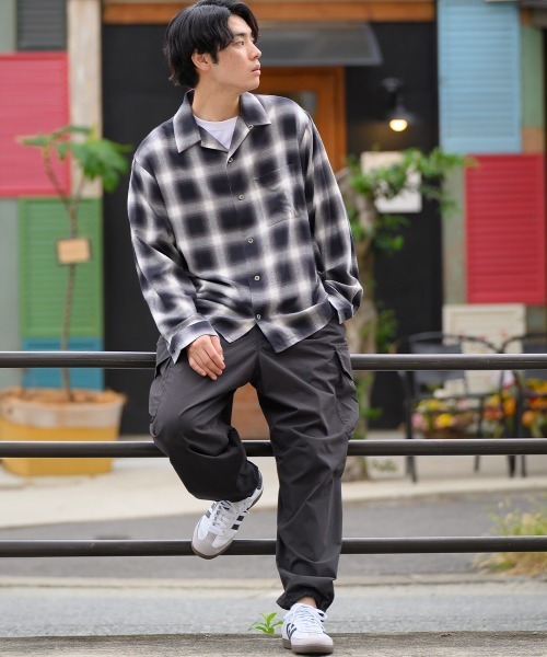 OMNES(オムネス)の「メンズオンブレチェックシャツ(シャツ/ブラウス・メンズ・ブラック・MEDIUM/LARGE)」の7枚目の写真