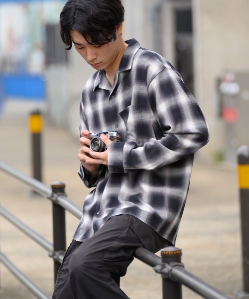 OMNES(オムネス)の「メンズオンブレチェックシャツ(シャツ/ブラウス・メンズ・ブラック・MEDIUM/LARGE)」の10枚目の写真