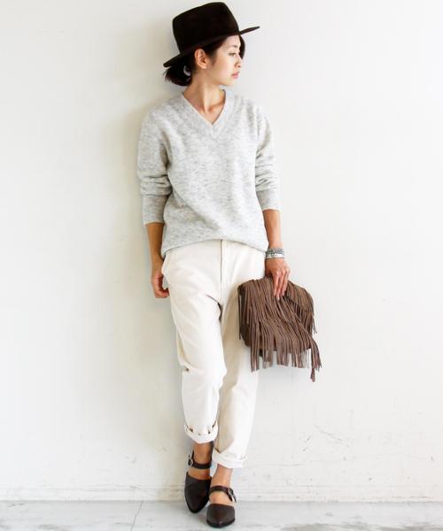 BEAUTY&YOUTH UNITED ARROWS（ビューティーアンドユースユナイテッドアローズ）の「BY∵ キッドモヘアVネックニット◆（ニット/セーター・レディース・オフホワイト/グレー/ケリー/ネイビー・FREE）」の5枚目の写真