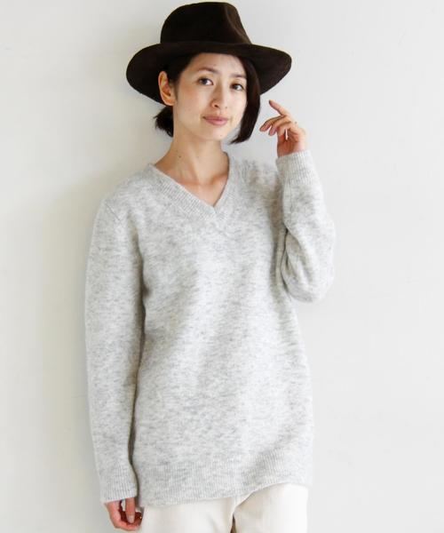 BEAUTY&YOUTH UNITED ARROWS（ビューティーアンドユースユナイテッドアローズ）の「BY∵ キッドモヘアVネックニット◆（ニット/セーター・レディース・オフホワイト/グレー/ケリー/ネイビー・FREE）」の8枚目の写真